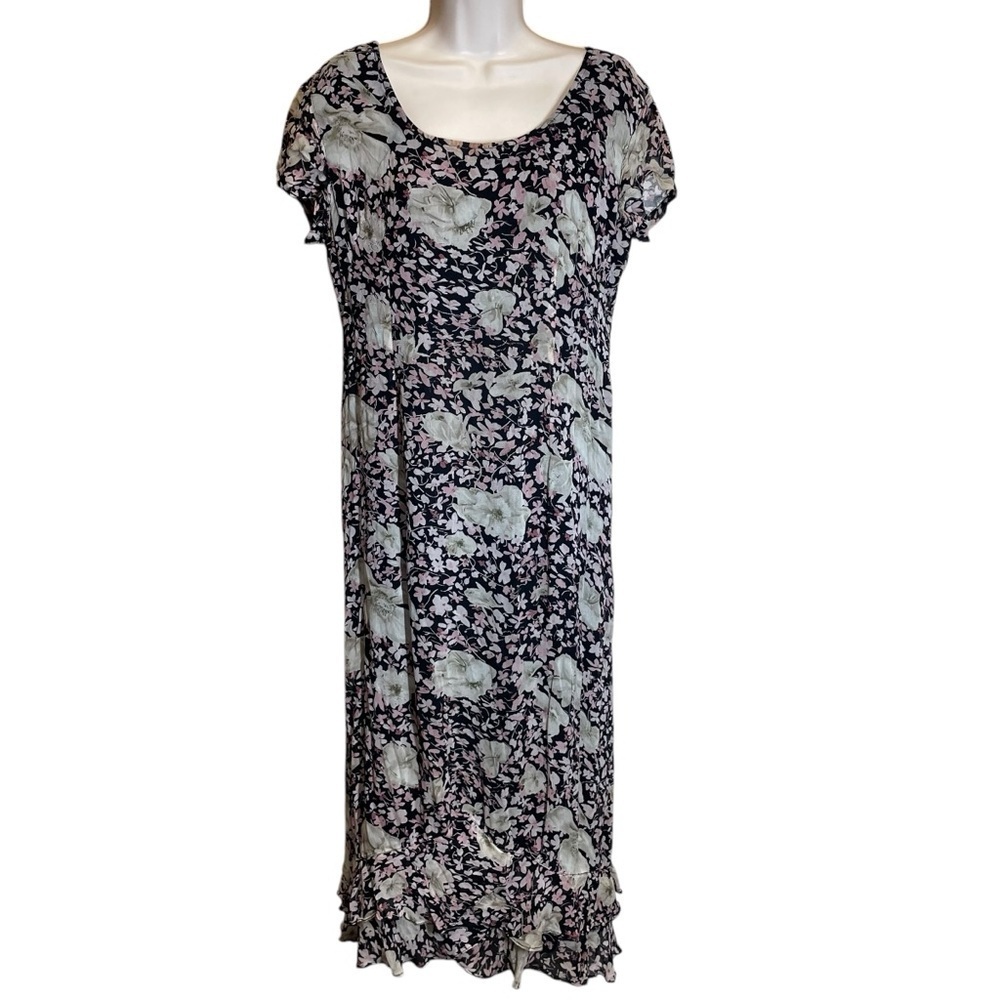Nostalgia vintage witchy boho floral midi dress women’s small rayon whimsical